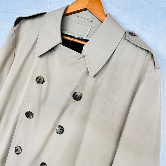 Vintage London Fog Maincoats‎ Classic Mens 44L Detachable Liner Trench Coat Tan - Picture 11 of 14